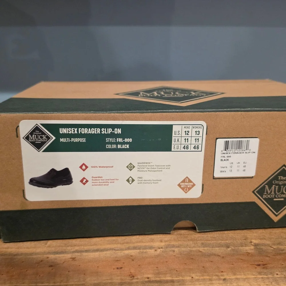 Muck Boot Company Mens Forager Slip On Shoe Black Waterproof FLR-000 Size 12
